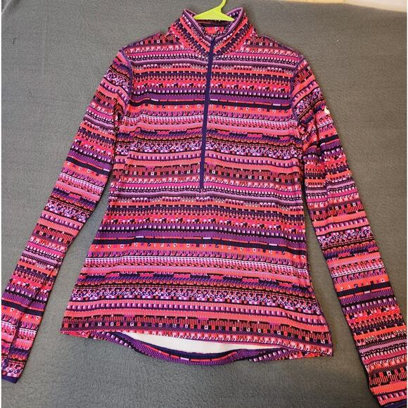 Nike Pro Hyperwarm‎ Running Jacket Womens L Dri Fit Pink Purple Multi 1/4 Zip - Picture 1 of 8